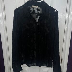 John & Anna Black Sheer Blouse